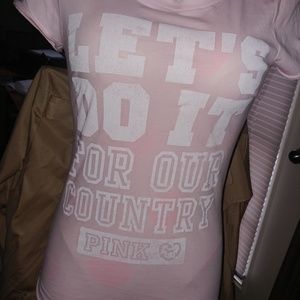 PINK Victorias Secret ☆ Vintage Rare Crewneck Organic Cotton Pink T-Shirt